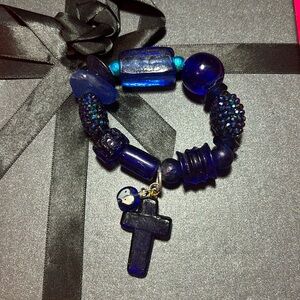 Chunky Glass Cross Bracelet